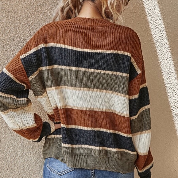 Color Block Striped Knit Top